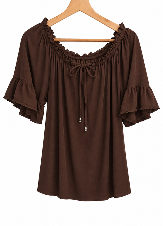 Carla Ferroni Brown viscose blouse — Pre-Loved, size XL — image 2 of 5