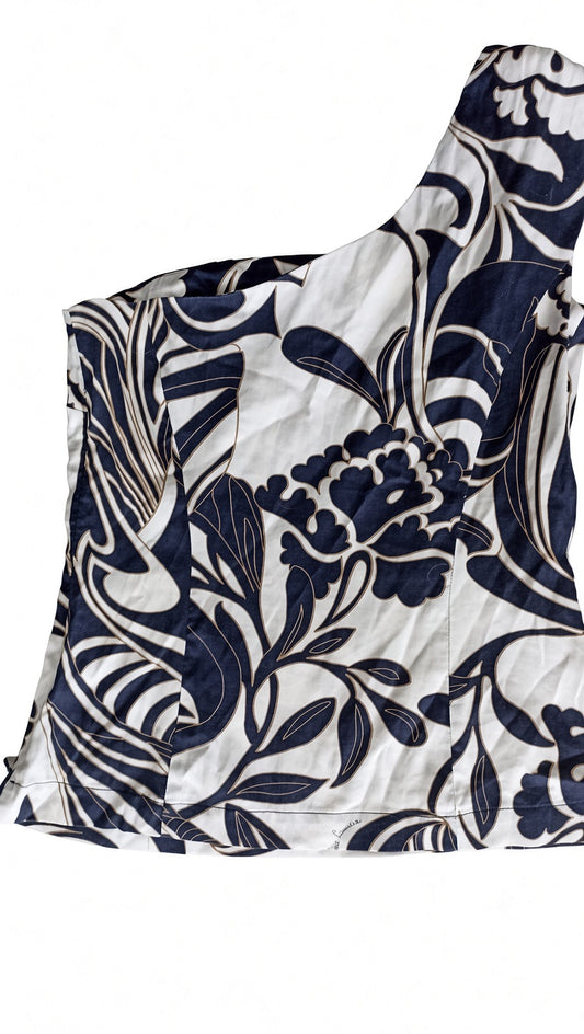 Nara Camicie One Shoulder Top in Blue & White