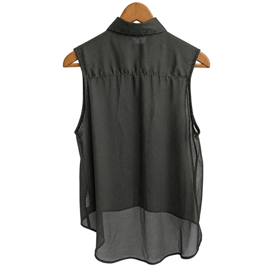 Armani Exchange Olive Green Sleeveless Collared Shirt