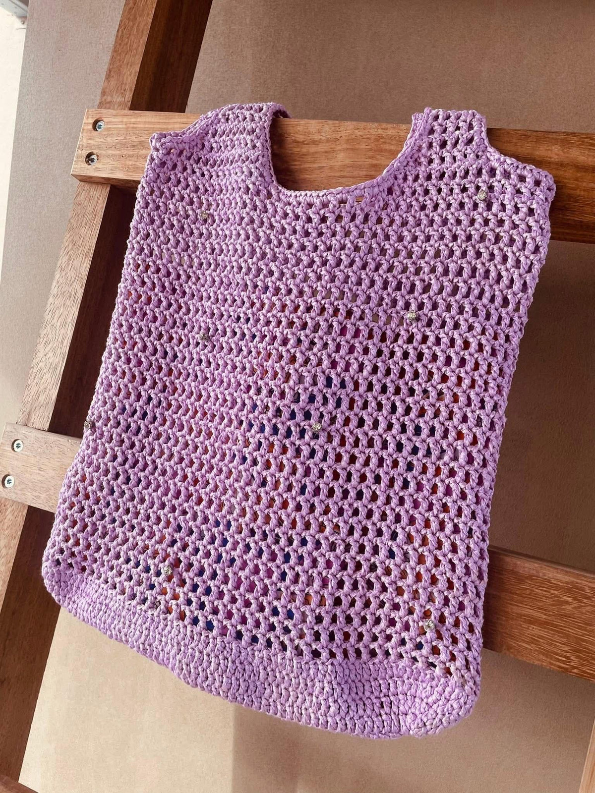 Lilac Crochet Shopper Bag