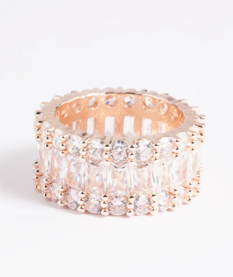 Rose Gold Cubic Zirconia Baguette Ring