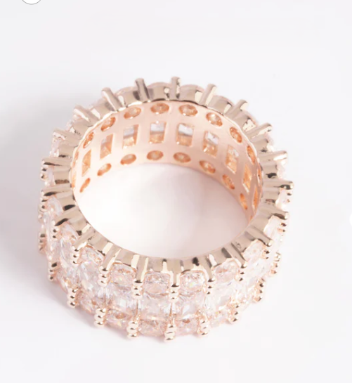 Rose Gold Cubic Zirconia Baguette Ring