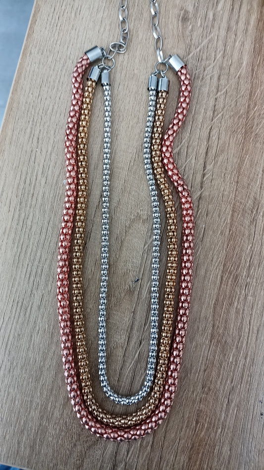 Tri-Colour Beaded Statement Necklace