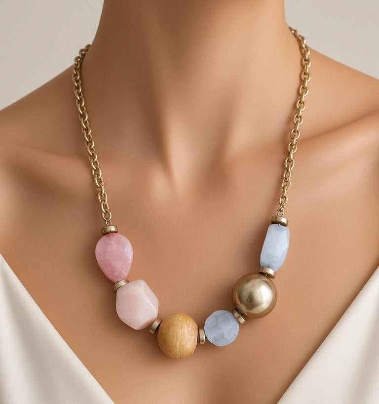 Mixed media bead necklace