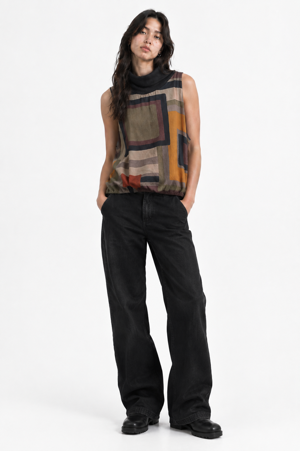 Sleeveless silky top