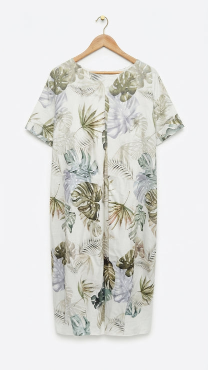 Linen Dress-botanical pattern