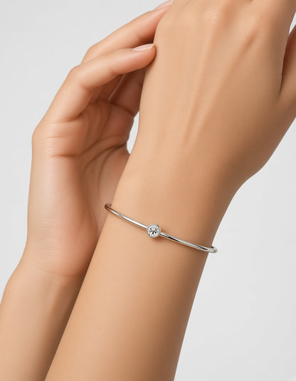 Silver Diamante Centre Bangle — New, Crystal Shimmer, Wrist Stack Jewellery