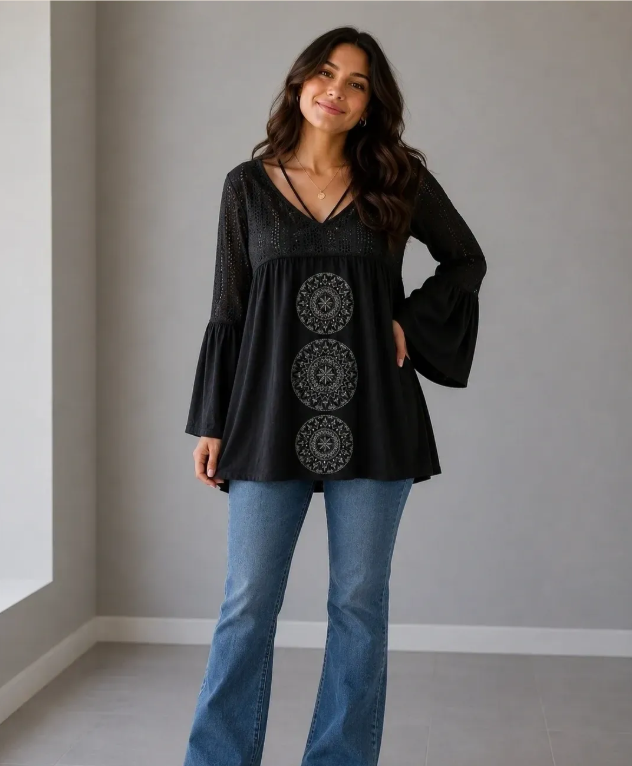 Desigual Jersey & Chiffon Blouse S