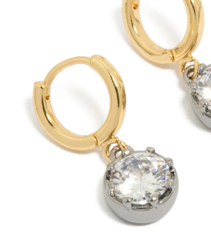 Mixed Metal Plated Cubic Zirconia Huggie Drop Earrings — New, Day to Night