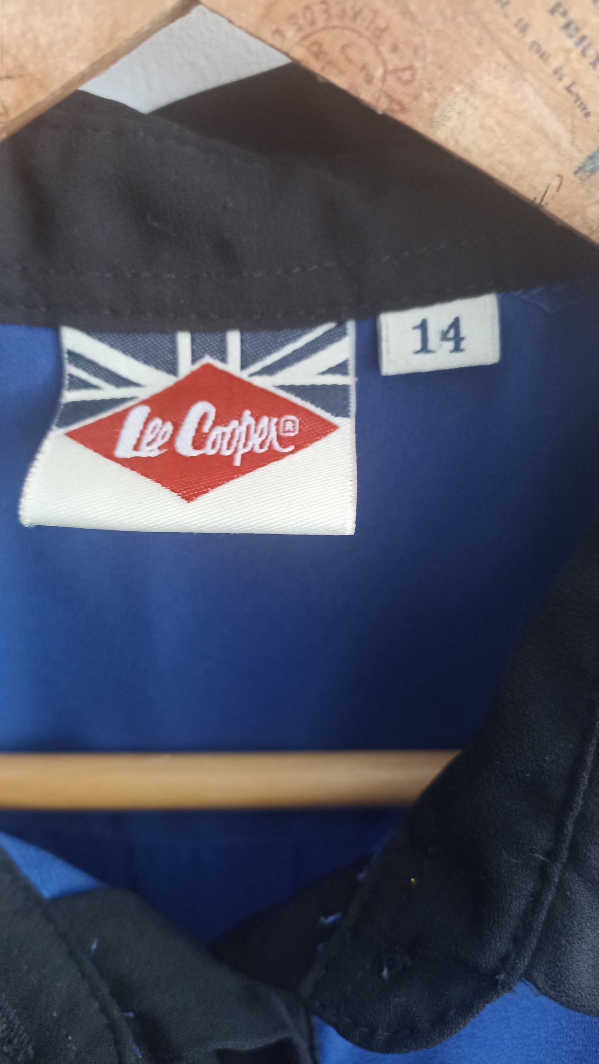 Vintage Lee Cooper Colourblock Sleeveless Blouse — Royal Blue & Black, Size UK14, Excellent Vintage Condition