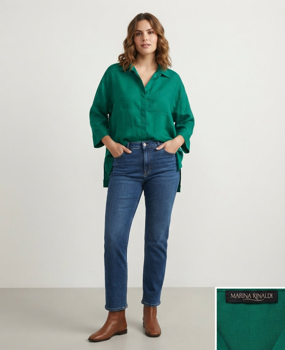 Marina Rinaldi Green Linen Shirt
