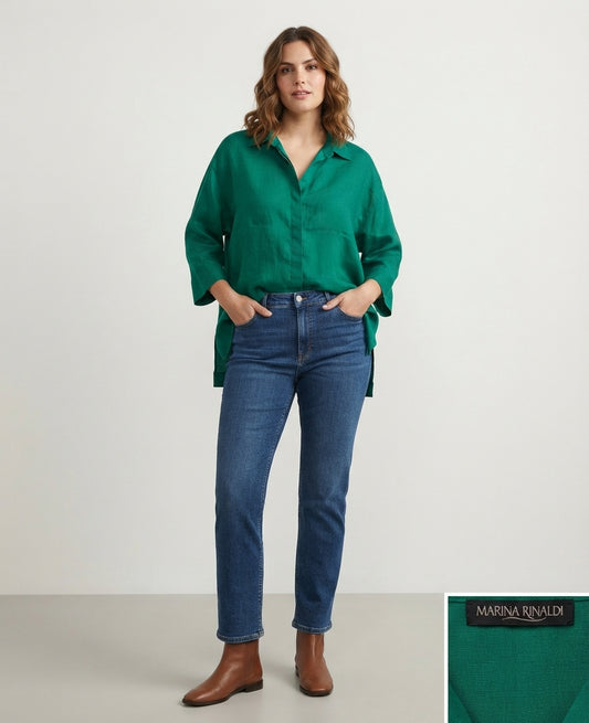 Marina Rinaldi Green Linen Shirt