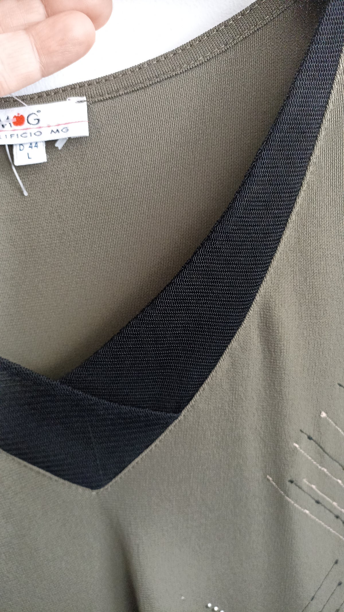 Olive green sleeveless midi dress by Maglificio MG.
