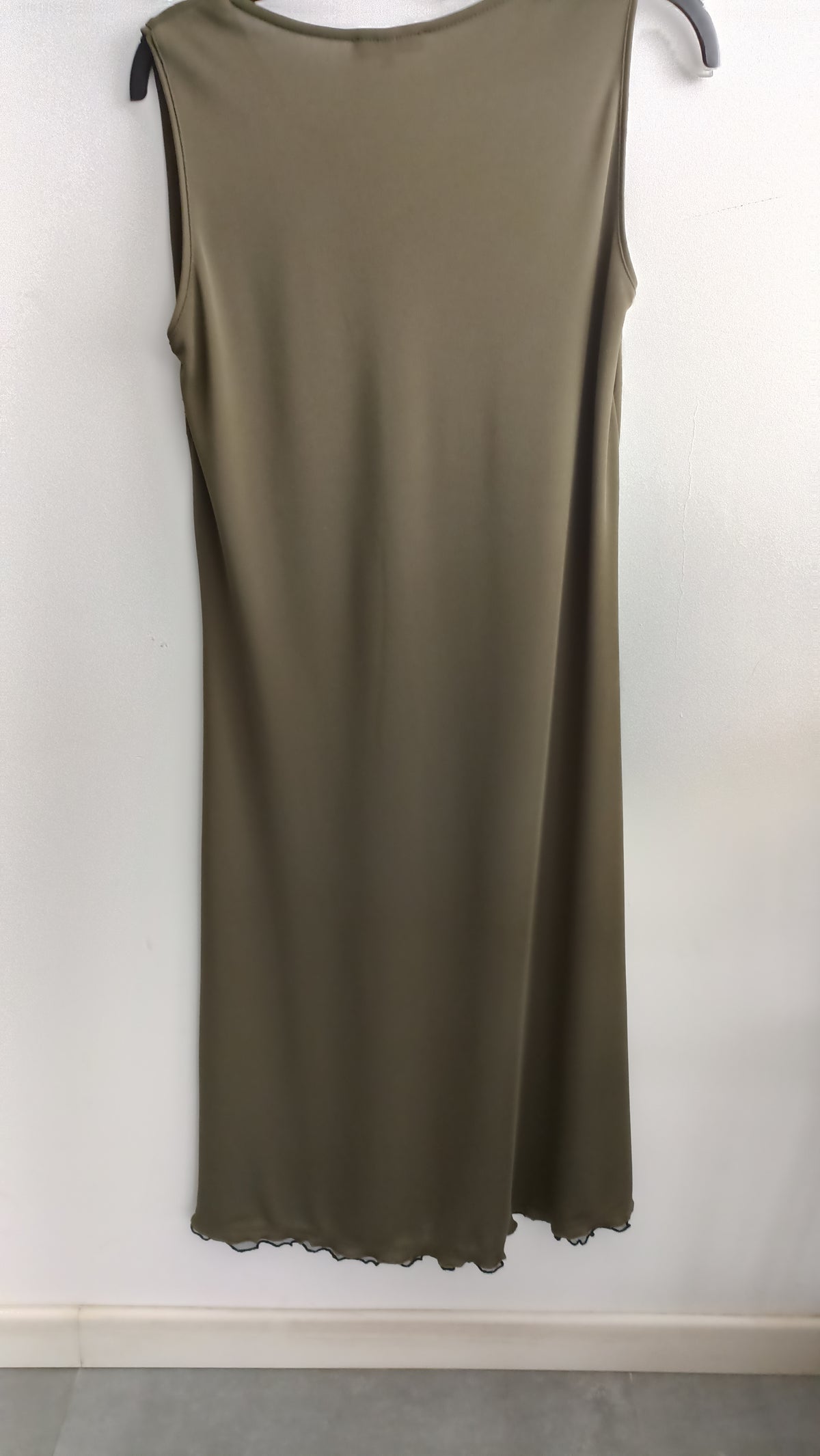 Olive green sleeveless midi dress by Maglificio MG.