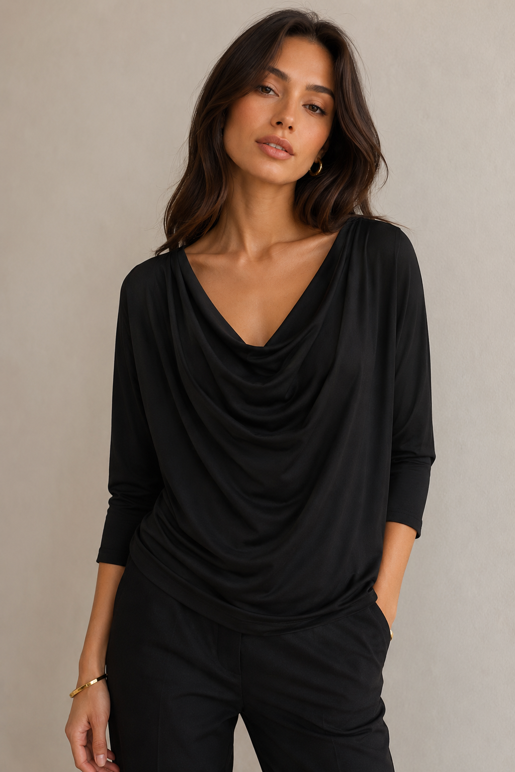 Michael Kors Black Cowl Neck Top