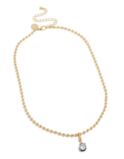 Mixed Metal Plated Cubic Zirconia Pendant & Ball Chain Necklace — New, Everyday Layering