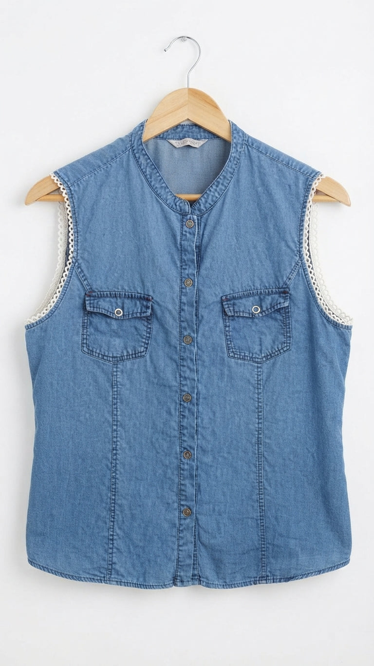 Pennyblack Denim Blue Sleeveless Top
