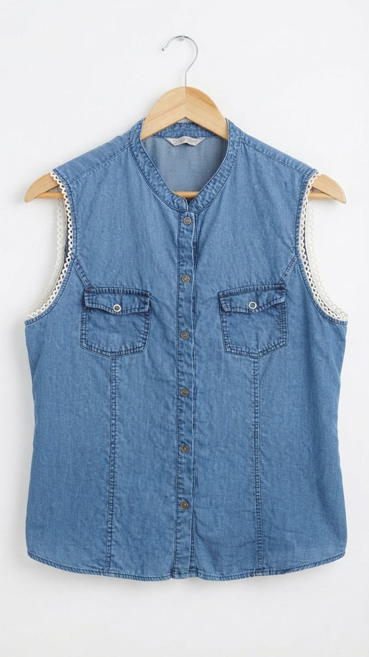Penny Black Blue denim top — Pre-Loved, size 14 — image 2 of 5