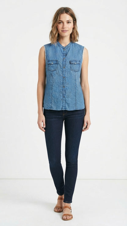 Pennyblack Denim Blue Sleeveless Top