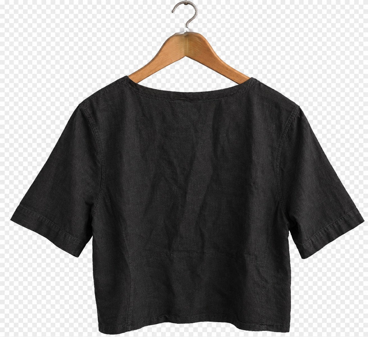 120%Lino Black Linen Blouse