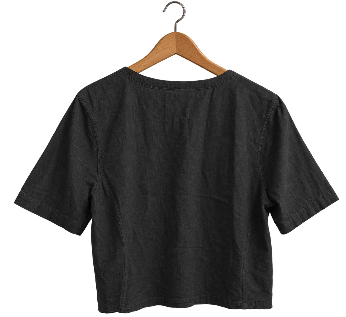 120%Lino Black Linen Blouse