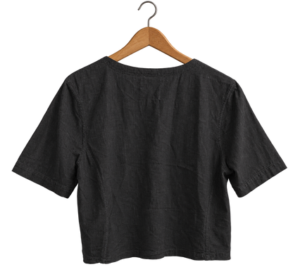 120%Lino Black Linen Blouse