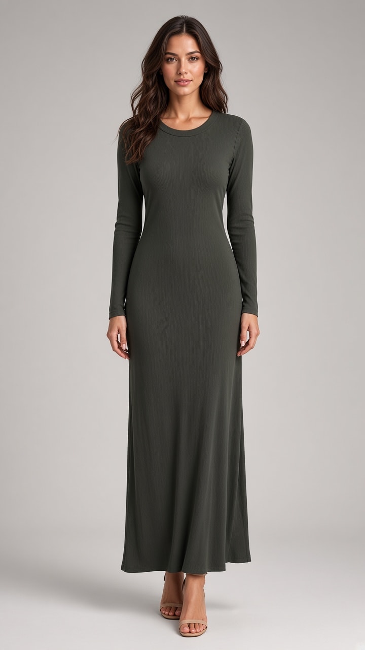 Alter Made Cotton Rib Dress in Olive
