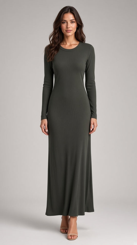 Alter Made Cotton Rib Dress in Olive