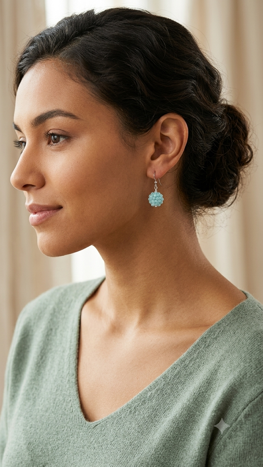 Aquamarine Disco Ball Drop Earrings