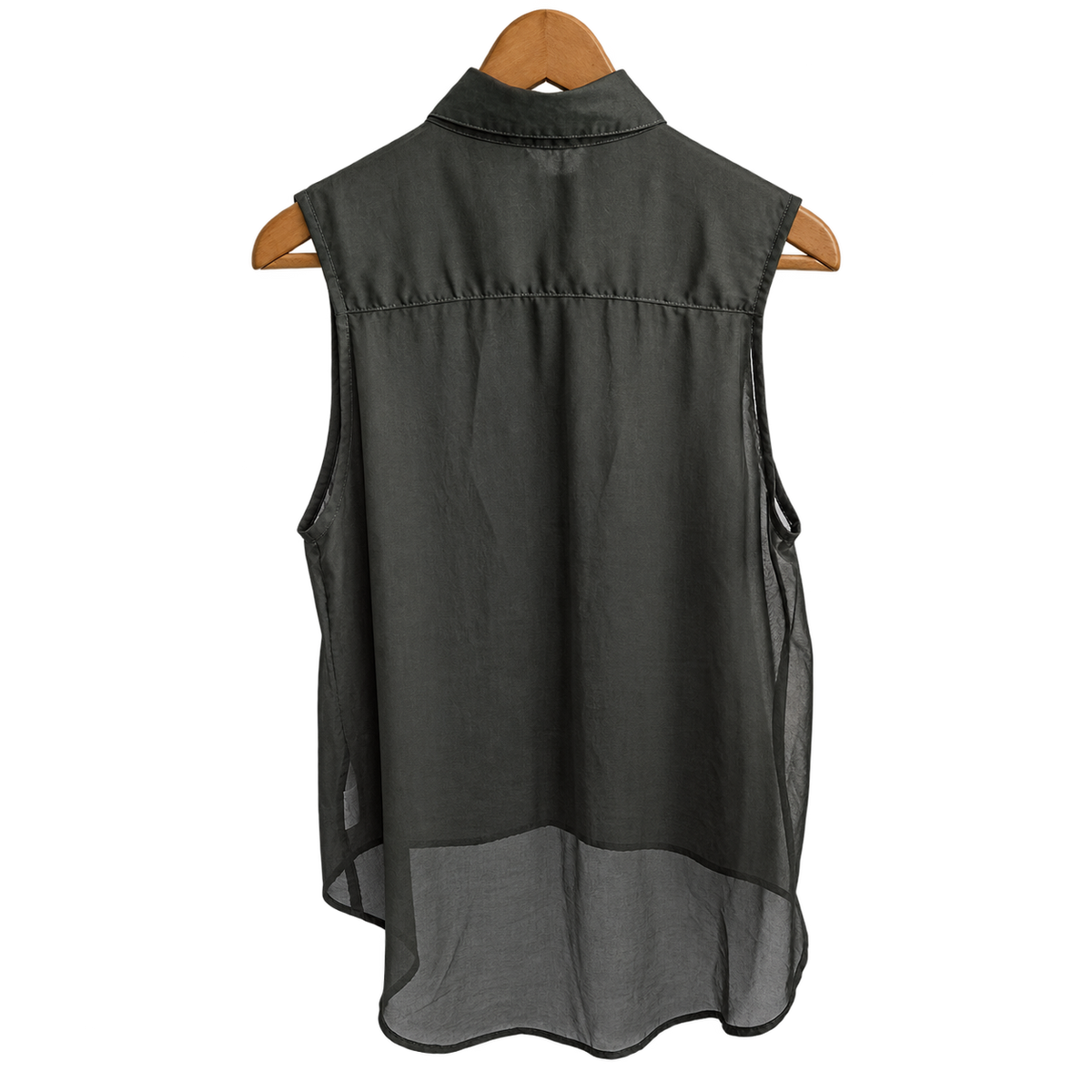 Armani Exchange Olive Green Sleeveless Collared Shirt