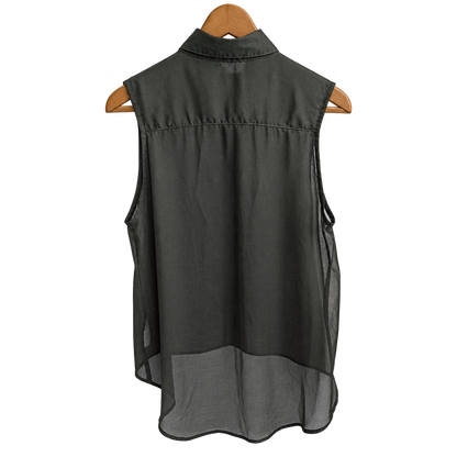 Armani Exchange Olive Green Sleeveless Collared Shirt