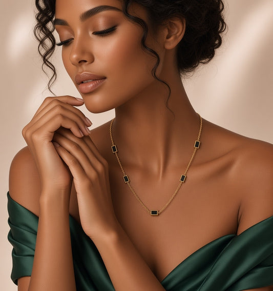 Black Shell Gold Chain Necklace