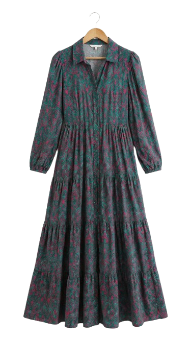 Crep Button-Down Maxi Dress