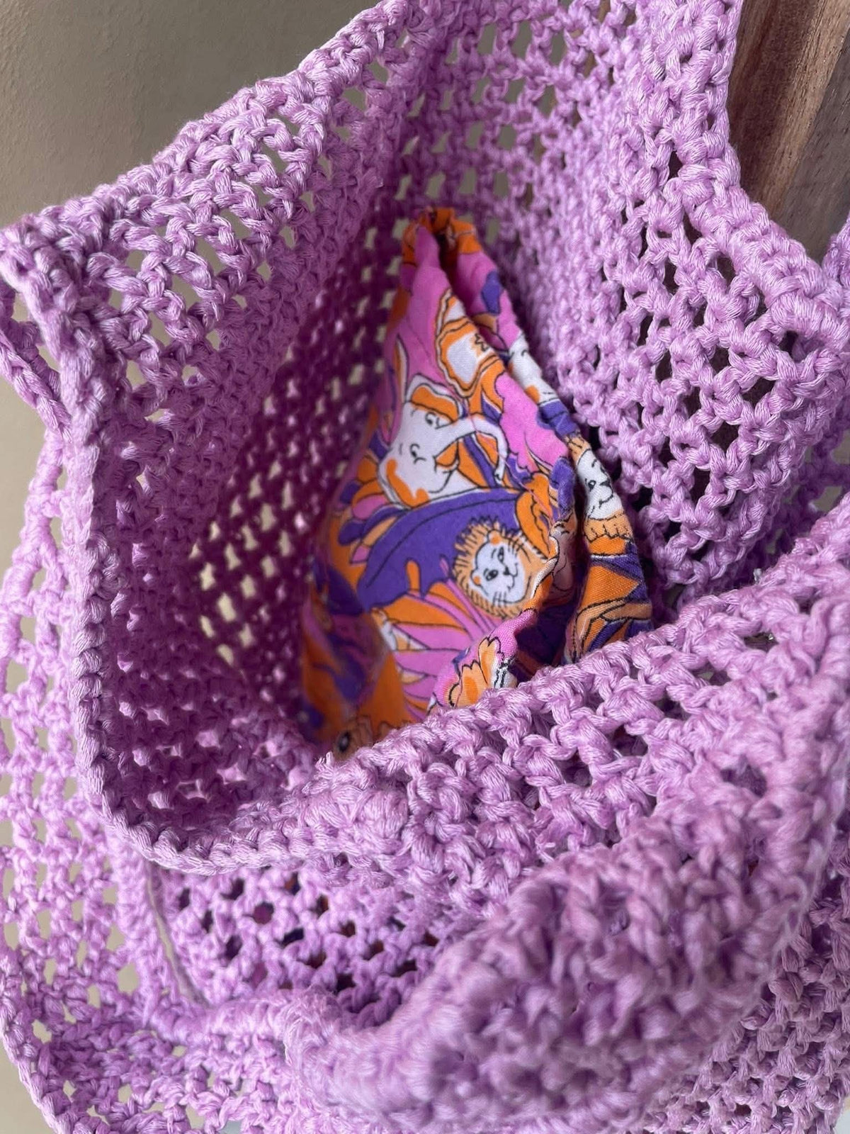 Lilac Crochet Shopper Bag