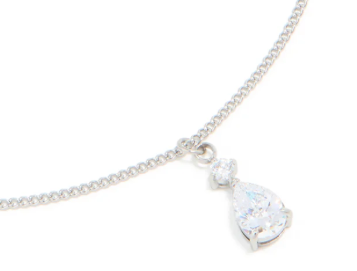 Waterproof CZ Pear Pendant Necklace
