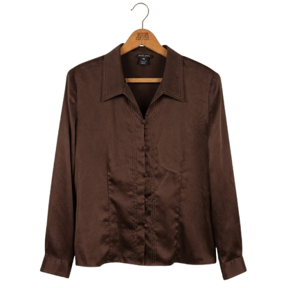 David Jones Satin Blouse in Chocolate Brown