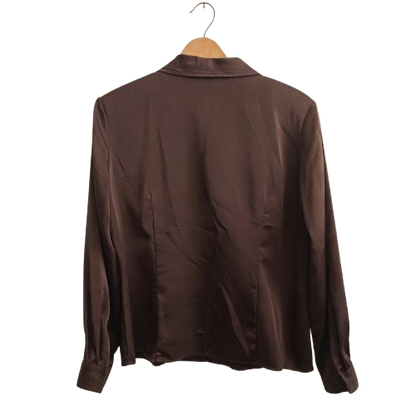 David Jones Satin Blouse in Chocolate Brown