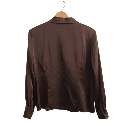 David Jones Satin Blouse in Chocolate Brown