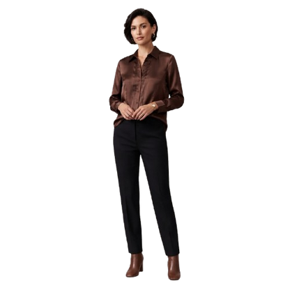 David Jones Satin Blouse in Chocolate Brown