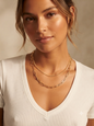 Gold Curb & Cable Layered Necklace
