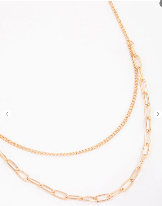 Gold Curb & Cable Layered Necklace