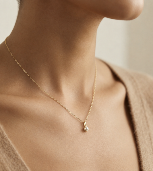 Gold Faux Pearl Pendant Necklace