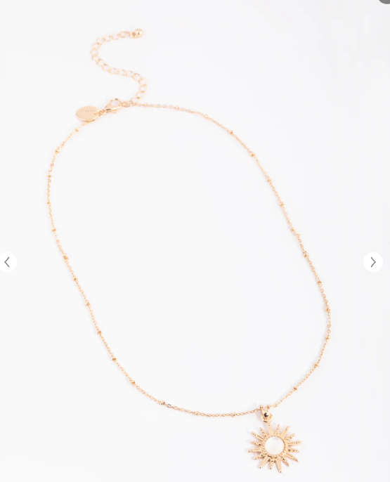 Gold Tone Sunburst Chain Necklace