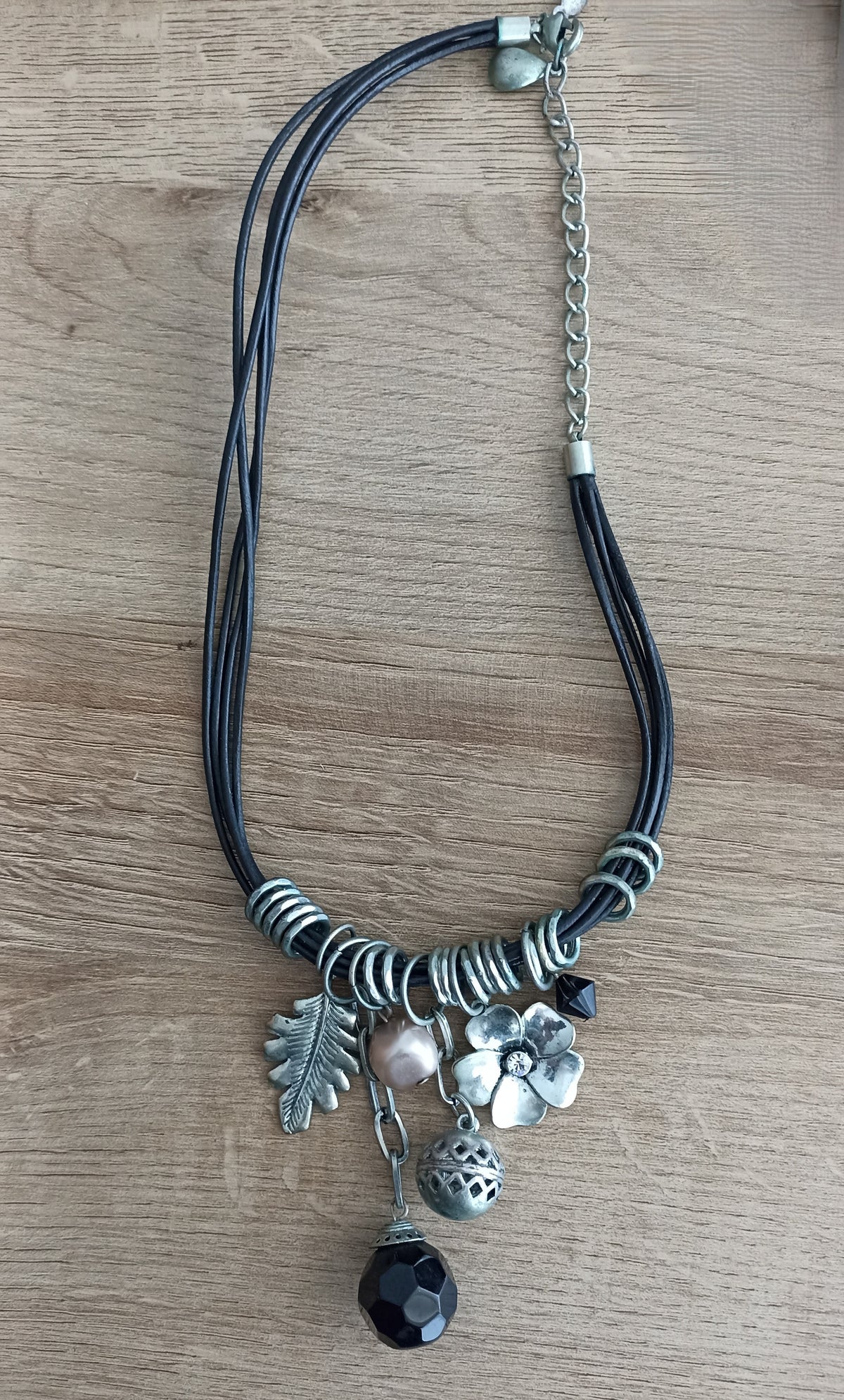 Honey Leather Thong Charm Necklace