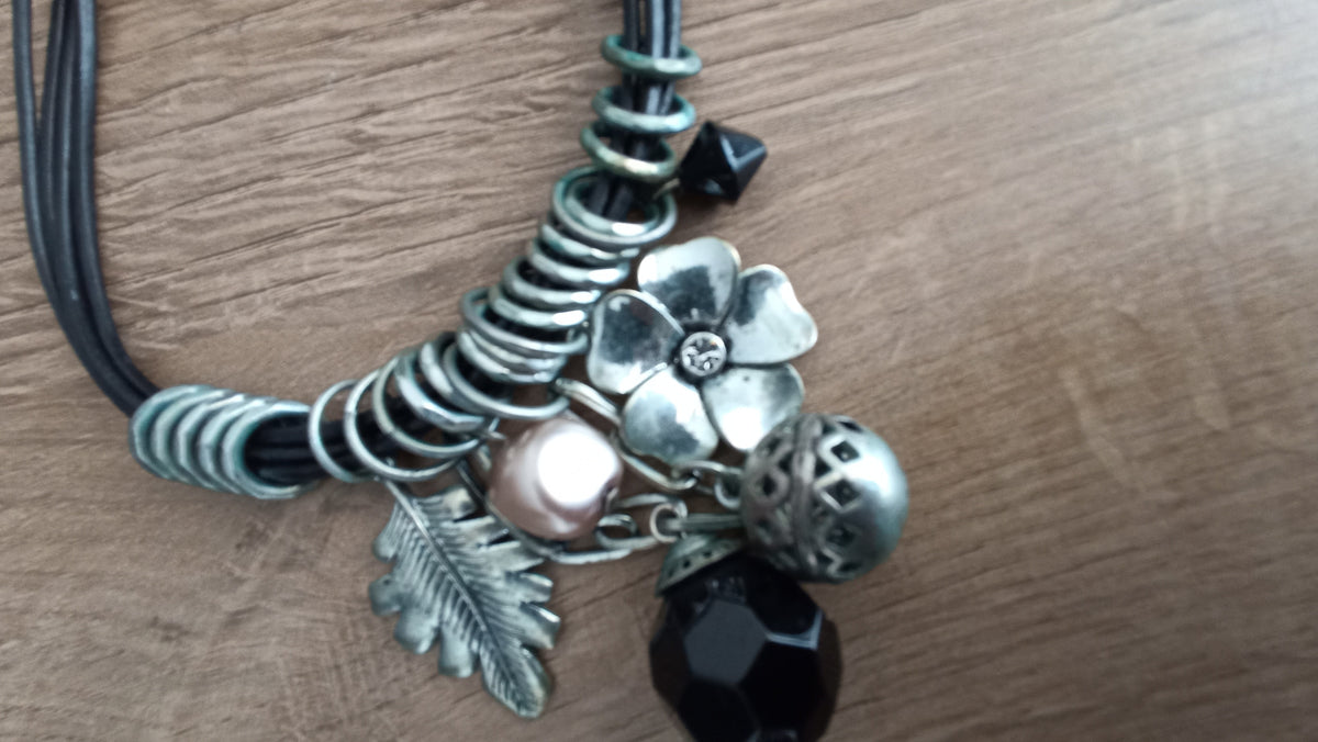 Honey Leather Thong Charm Necklace