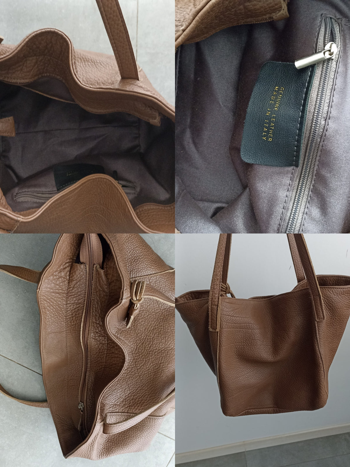 Italian Leather Bucket Bag — Soft Brown