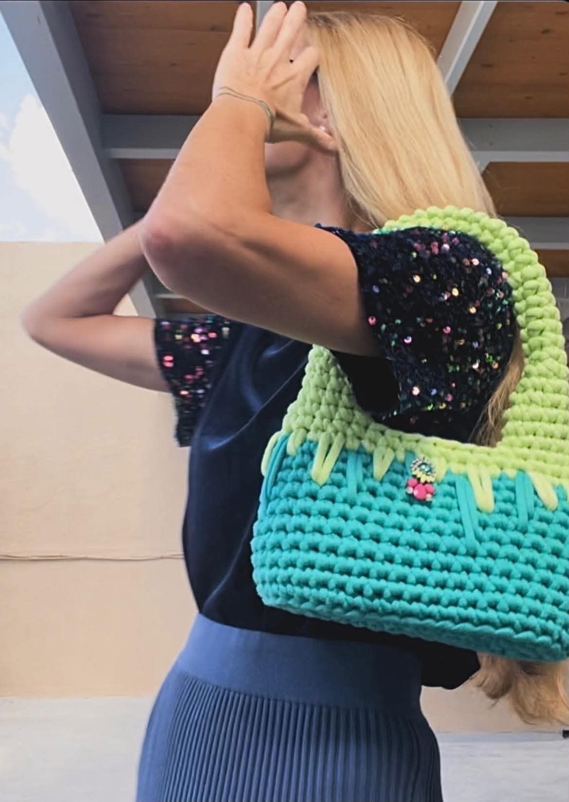 All The Greens Crochet Bag