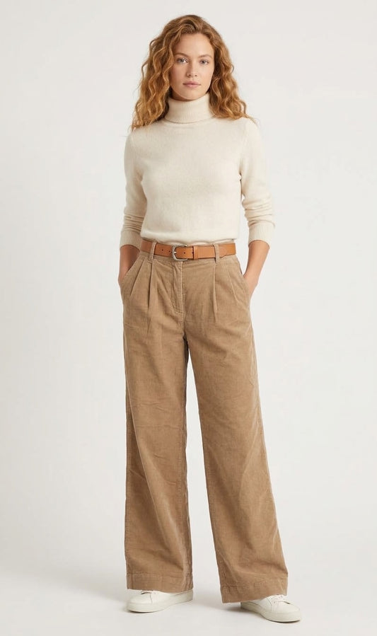 Mazine Corduroy Trousers in Beige