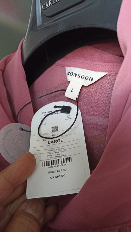 Monsoon Anaïs Ruffle Blouse — Pink
