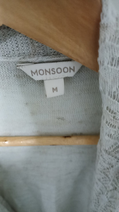Monsoon Lace Border Open Front Cardigan